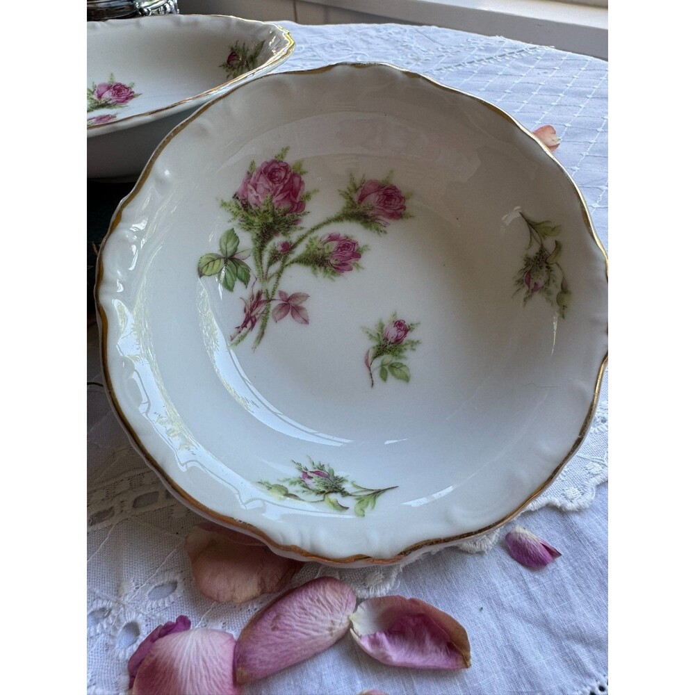 Two Vintage Hertz Jacob Floral Porcelain Berry Bowls Bavarian Trinket Dishes